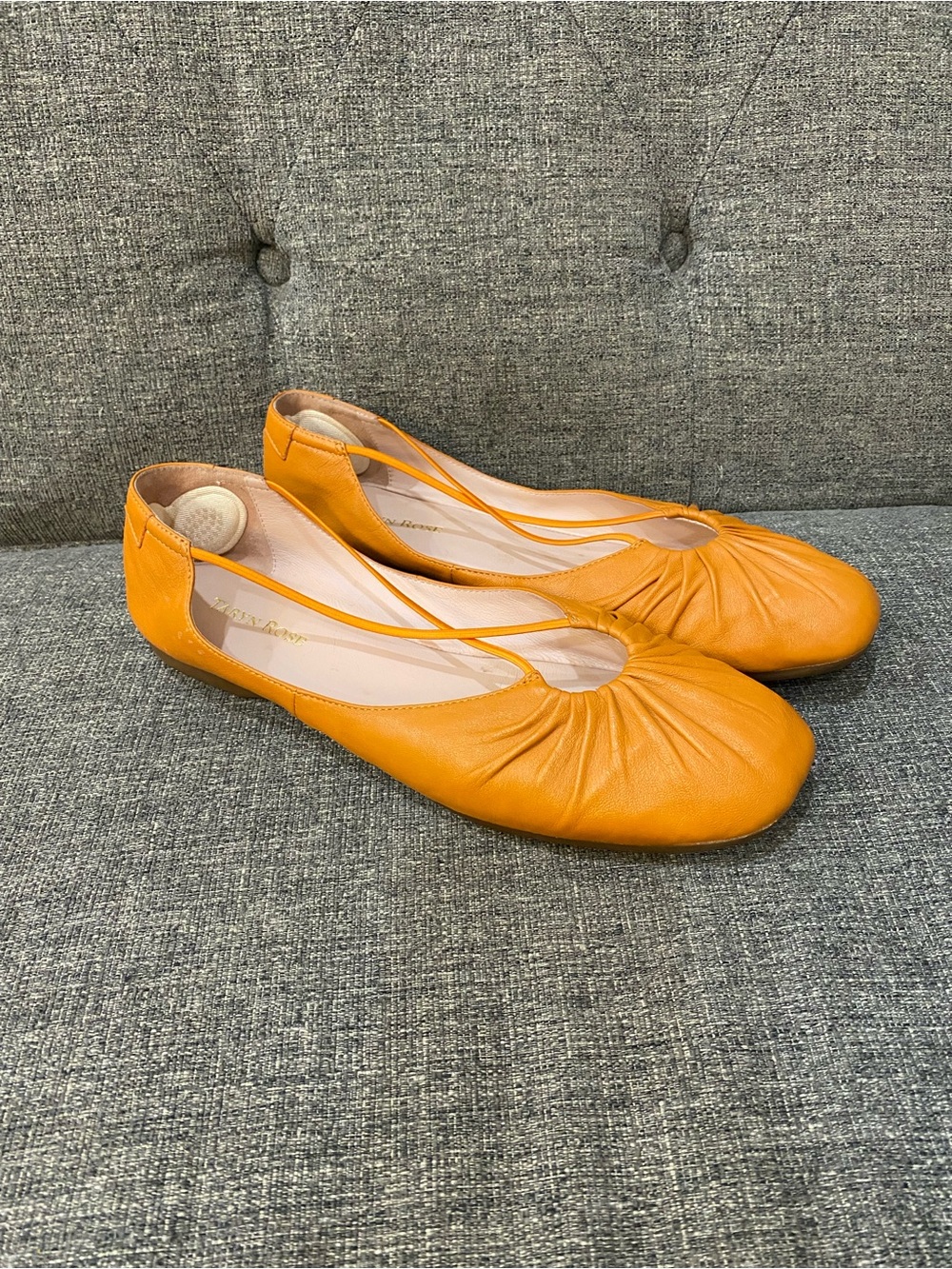 Taryn Rose Women's Orange Leather Ballet Flats